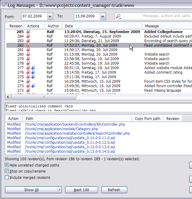 Select revision