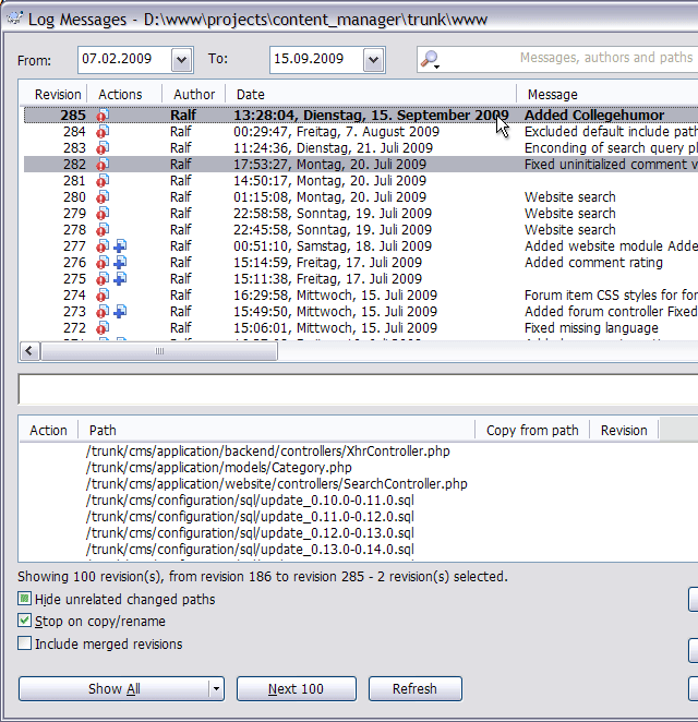 Select current revision